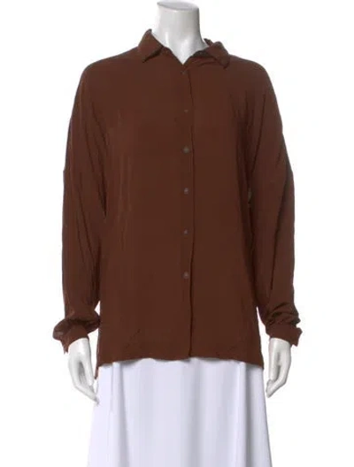 Pre-owned Casey Casey Long Sleeve Button-up Top In Brown
