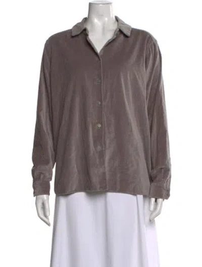 Pre-owned Casey Casey Long Sleeve Button-up Top In Gray