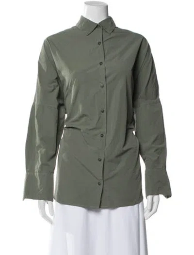 Pre-owned Casey Casey Long Sleeve Button-up Top In Green