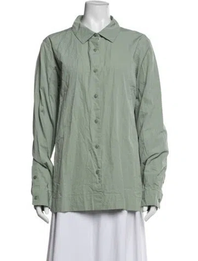 Pre-owned Casey Casey Long Sleeve Button-up Top In Green