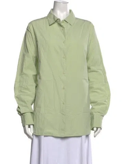 Pre-owned Casey Casey Long Sleeve Button-up Top In Green
