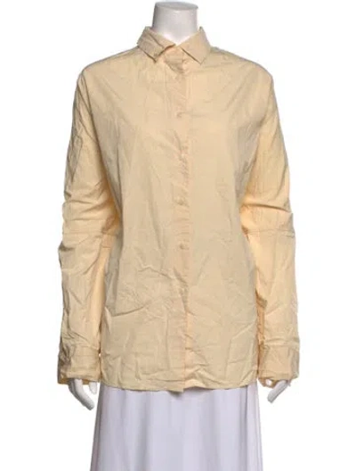 Pre-owned Casey Casey Long Sleeve Button-up Top In Neutrals