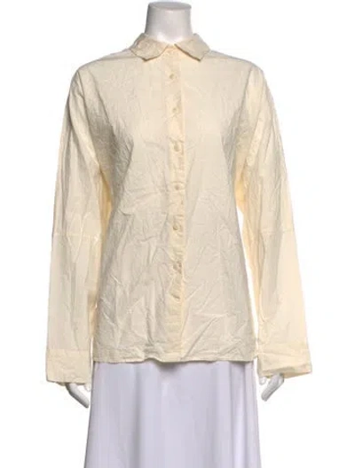 Pre-owned Casey Casey Long Sleeve Button-up Top In Neutrals