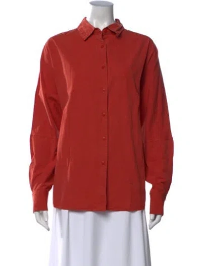 Pre-owned Casey Casey Long Sleeve Button-up Top In Orange