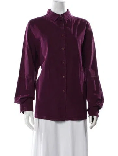 Pre-owned Casey Casey Long Sleeve Button-up Top In Purple
