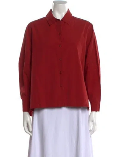 Pre-owned Casey Casey Long Sleeve Button-up Top In Red