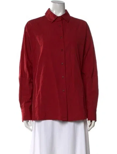 Pre-owned Casey Casey Long Sleeve Button-up Top In Red