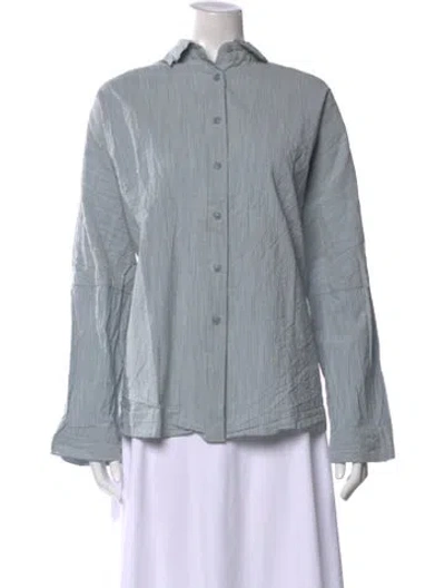 Pre-owned Casey Casey Long Sleeve Button-up Top W/ Tags In Blue
