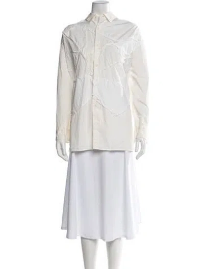 Pre-owned Casey Casey Long Sleeve Button-up Top W/ Tags In White