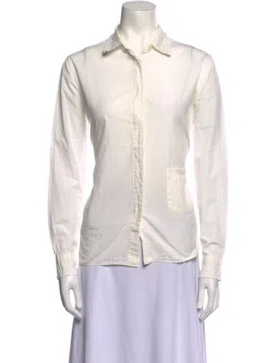 Pre-owned Casey Casey Long Sleeve Button-up Top In White
