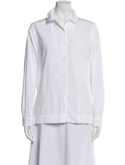 Pre-owned Casey Casey Long Sleeve Button-up Top In White