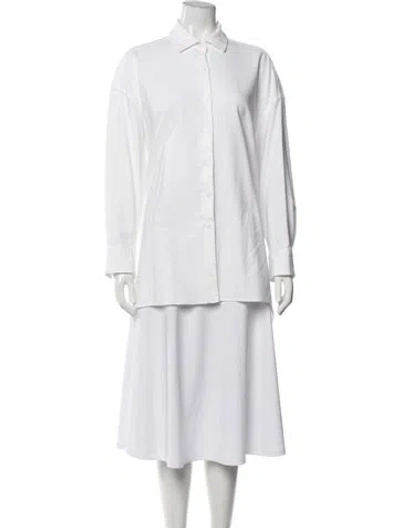 Pre-owned Casey Casey Long Sleeve Button-up Top In White