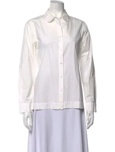 Pre-owned Casey Casey Long Sleeve Button-up Top In White