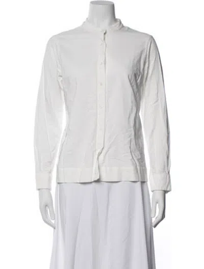 Pre-owned Casey Casey Long Sleeve Button-up Top In White