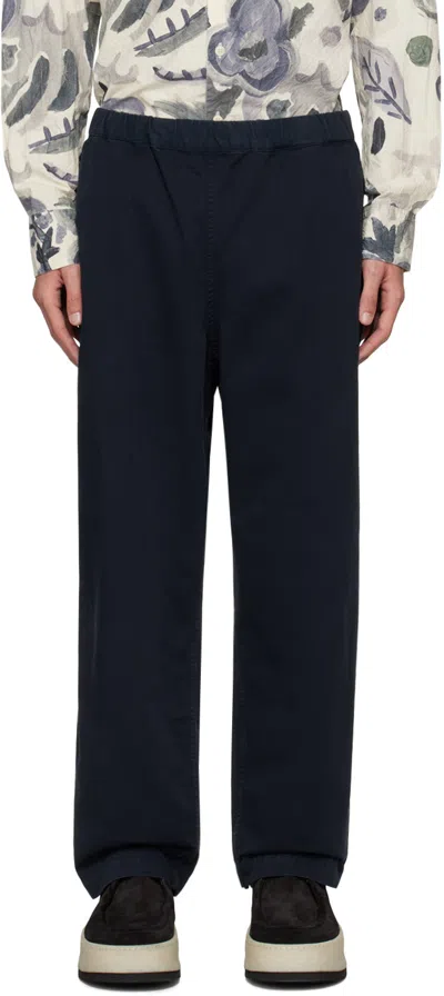 Casey Casey Slip-on Straight-leg Trousers In Night