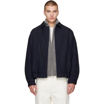 Casey Casey Navy Lin Cot Meaux Blouson Jacket In Night