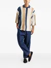 Casey Casey Patchwork Striped Shirt In Blue