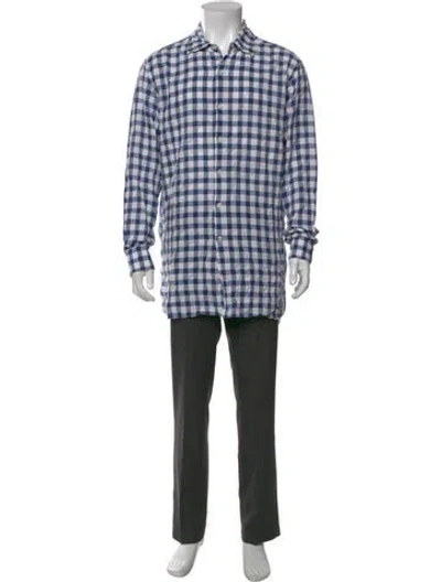 Pre-owned Casey Casey Plaid Print Long Sleeve Shirt In Blue