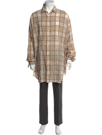 Pre-owned Casey Casey Plaid Print Long Sleeve Shirt In Neutral
