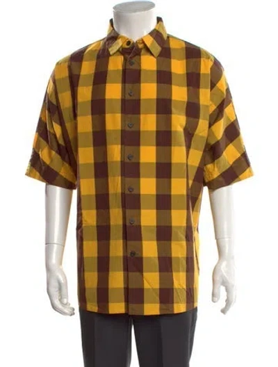 Pre-owned Casey Casey Plaid Print Short Sleeve Shirt In Yellow