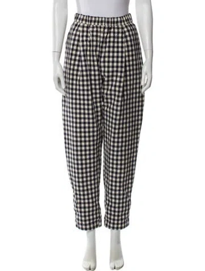 Pre-owned Casey Casey Plaid Print Straight Leg Pants In White