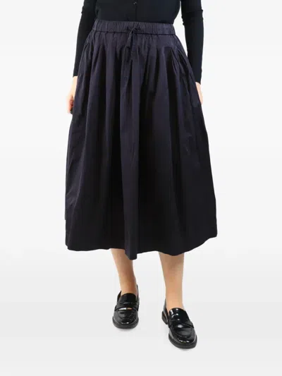 Pre-owned Casey Casey Pleated Drawstring Midi Skirt In Blue