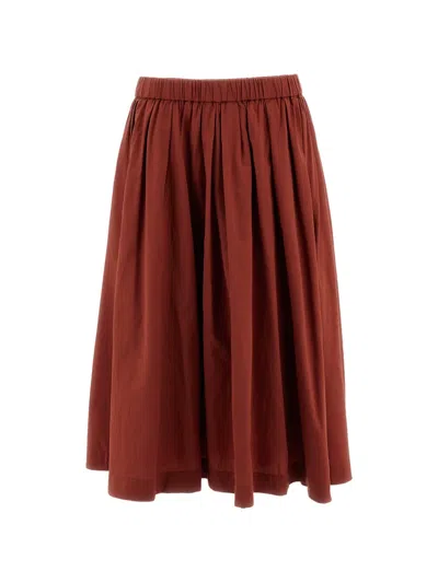 Casey Casey Pleated Elasticated Midi Skirt In Orange