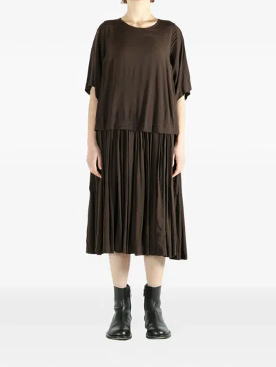 Casey Casey Pleated Midi Dress In Brown
