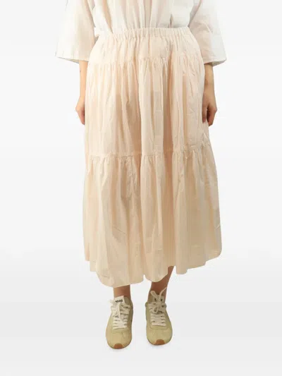Pre-owned Casey Casey Pleated Tiered Midi Skirt In Neutral
