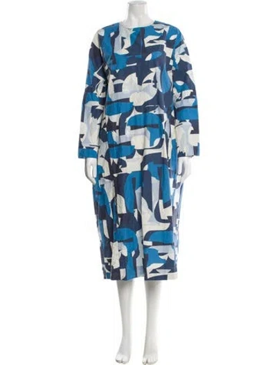 Pre-owned Casey Casey Printed Midi Length Dress In Blue