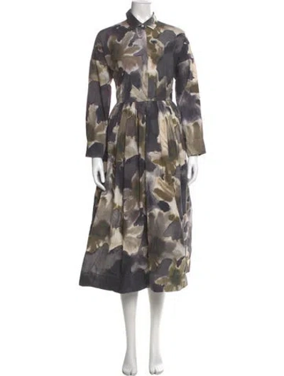 Pre-owned Casey Casey Printed Midi Length Dress In Multi