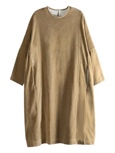 Casey Casey Pyj Rouch Paneled Midi Dress In Brown