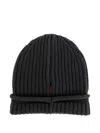 Casey Casey Ribbed Roll-up Beanie In Black