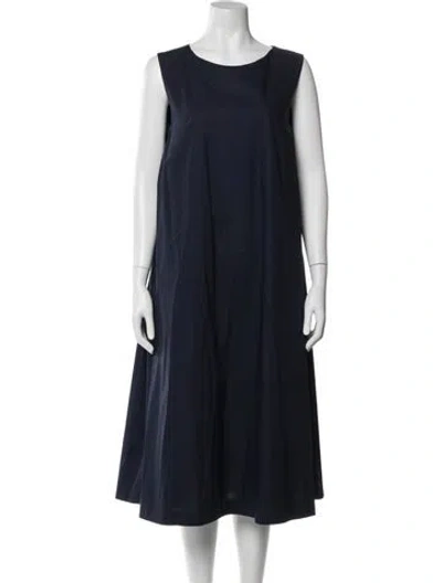 Pre-owned Casey Casey Scoop Neck Midi Length Dress In Blue