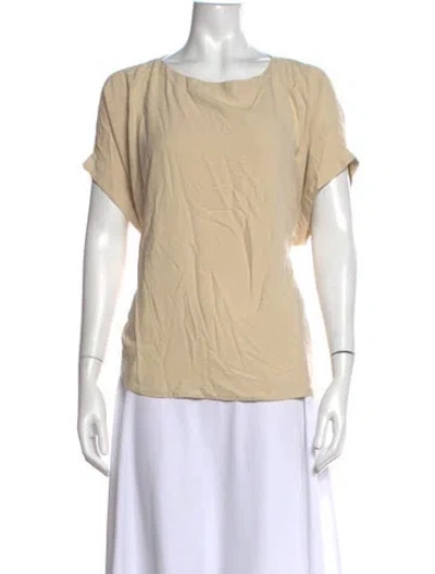 Pre-owned Casey Casey Silk Scoop Neck Top In Neutrals