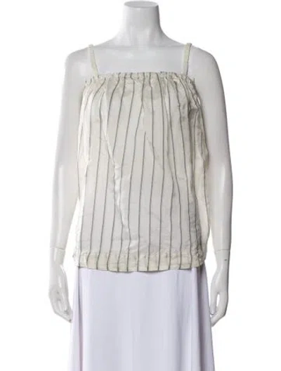 Pre-owned Casey Casey Silk Striped Blouse W/ Tags In Neutral