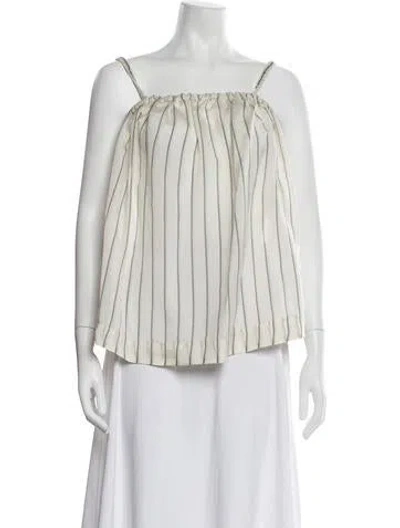 Pre-owned Casey Casey Silk Striped Top In Neutrals/white