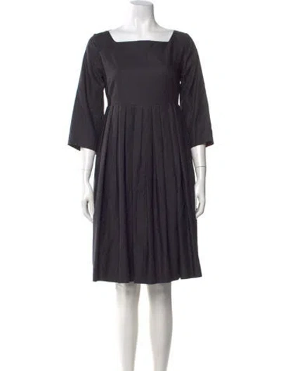 Pre-owned Casey Casey Square Neckline Knee-length Dress In Black