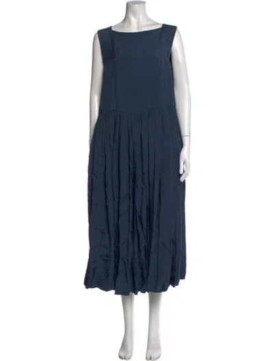 Pre-owned Casey Casey Square Neckline Long Dress In Blue