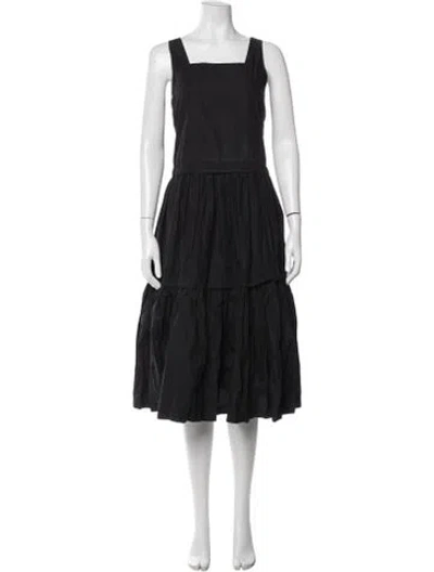 Pre-owned Casey Casey Square Neckline Midi Length Dress In Black