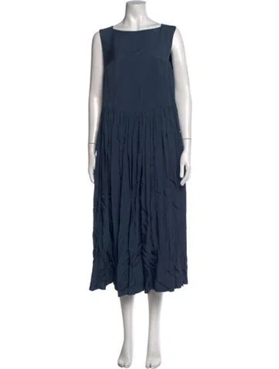 Pre-owned Casey Casey Square Neckline Midi Length Dress In Blue