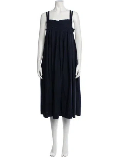 Pre-owned Casey Casey Square Neckline Midi Length Dress In Blue