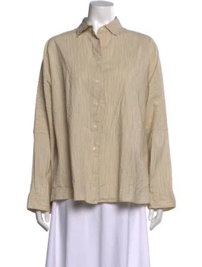 Pre-owned Casey Casey Striped Long Sleeve Button-up Top W/ Tags In Neutral