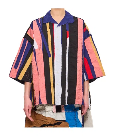 CASEY CASEY STRIPED PATCHWORK SHIRT