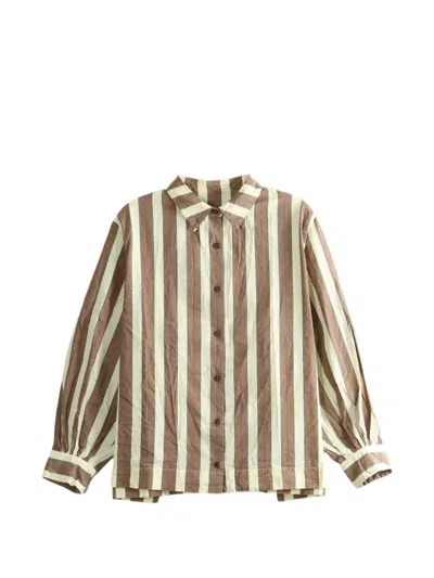 Casey Casey Stripe-print Long-sleeve Shirt In Brown