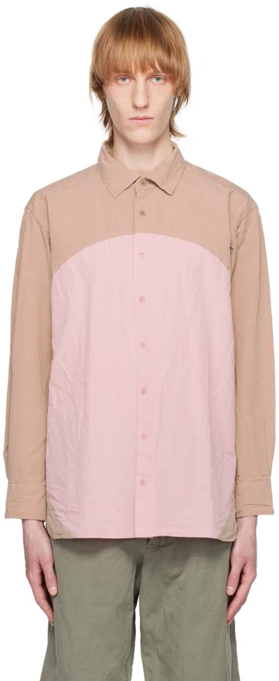 Casey Casey Tan & Pink Big Rond Shirt In Beige Camelia