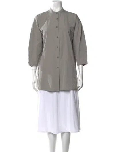 Pre-owned Casey Casey Three-quarter Sleeve Button-up Top In Gray