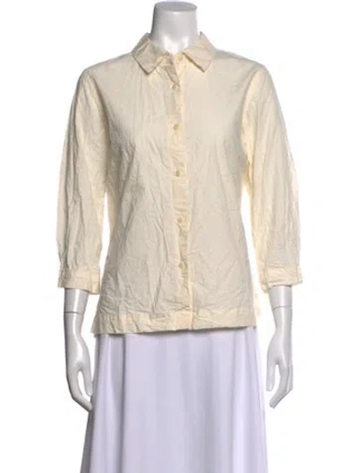 Pre-owned Casey Casey Three-quarter Sleeve Button-up Top In Neutrals
