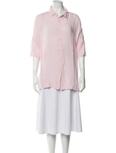 Pre-owned Casey Casey Three-quarter Sleeve Button-up Top W/ Tags In Pink
