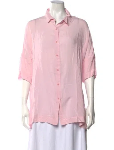 Pre-owned Casey Casey Three-quarter Sleeve Button-up Top W/ Tags In Pink